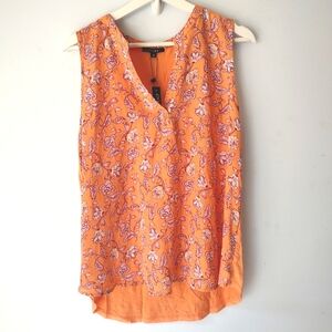 Papermoon Women's Floral Orange Sleeveless Top Size M